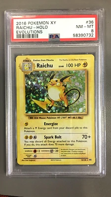2016 Pokemon Xy Evolutions 36 Raichu PSA