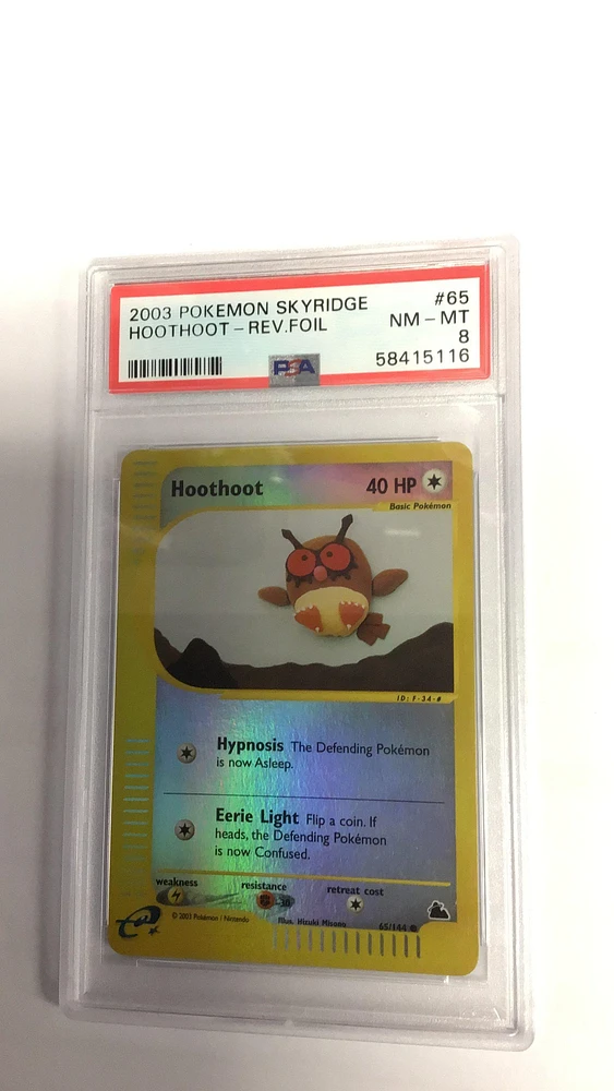 2003 Pokemon Skyridge 65 Hoothoot-reverse Foil PSA 8