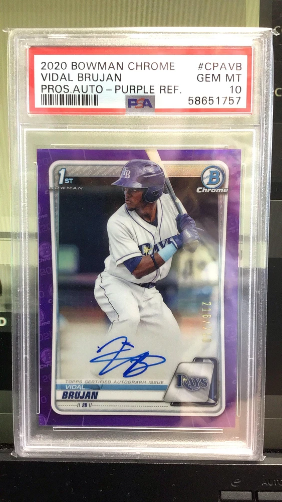 2020 Bowman Chrome Prospect Autographs Cpavb Vidal Brujan Purple Refractor PSA 10