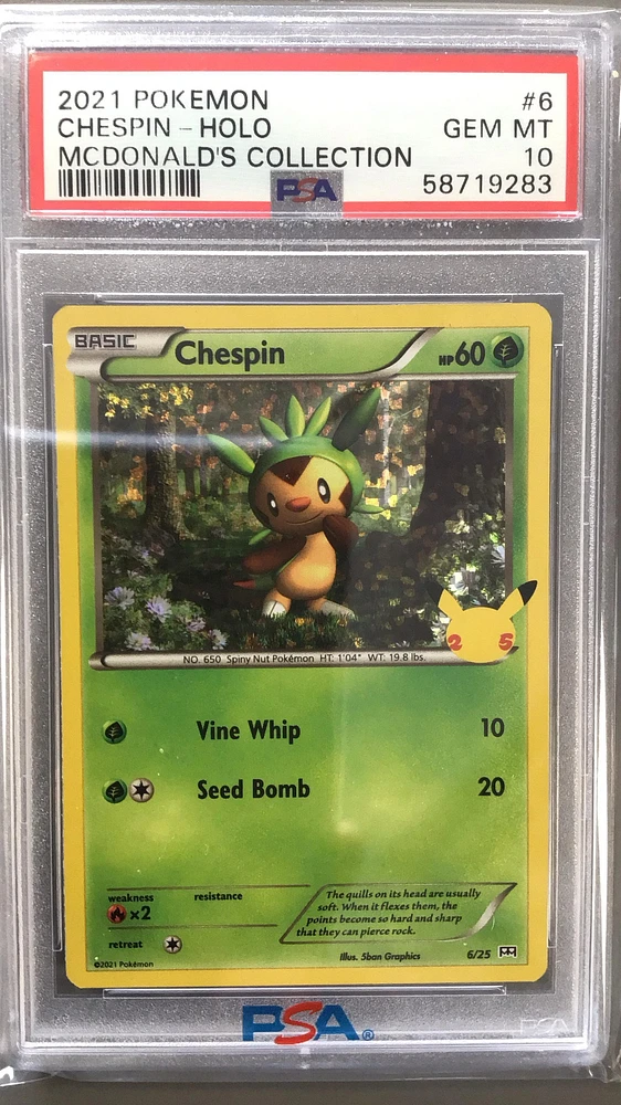 2021 Pokemon Mcdonald's Collection 6 Chespin-holo PSA 10