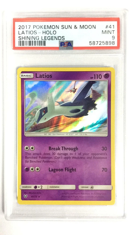 2017 Pokemon Sun & Moon Shining Legends 41 Latios-holo PSA 9