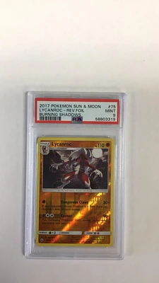 2017 Pokemon Sun & Moon Burning Shadows 75 Lycanroc-reverse Foil PSA 9