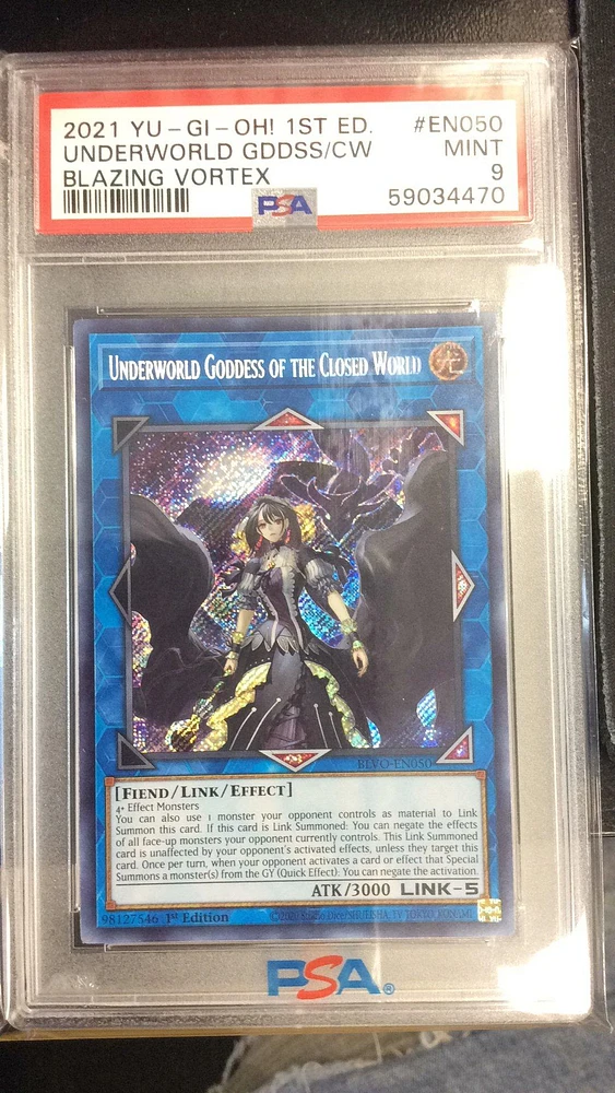 2021 Yu-gi-oh! Blvo-blazing Vortex En050 Underworld Goddess Of The Closed World 1st Edition PSA 9