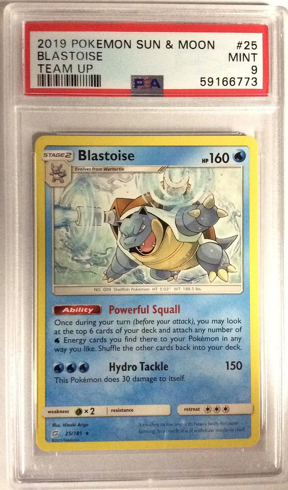2019 Pokemon Sun & Moon Team Up 25 Blastoise PSA 9