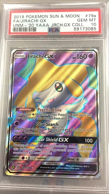 2019 Pokemon Sun & Moon Unified Minds 79a Fa/jirachi Gx PSA 10