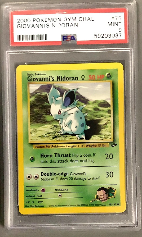 2000 Pokemon Gym Challenge 75 Giovanni's Nidoran PSA 9