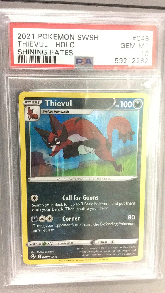 2021 Pokemon Sword & Shield Shining Fates 048 Thievul-holo PSA