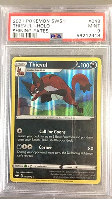 2021 Pokemon Sword & Shield Shining Fates 048 Thievul-holo PSA 9