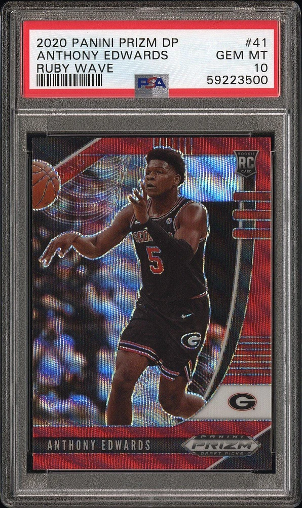 2020 Panini Prizm Draft Picks 41 Anthony Edwards Ruby Wave PSA 10