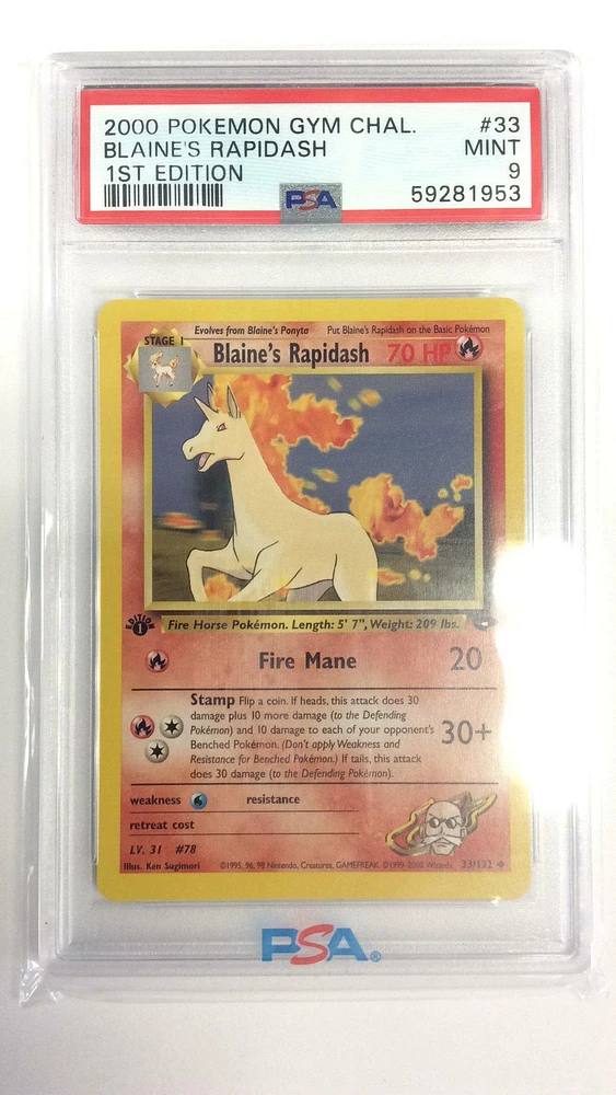 2000 Pokemon Gym Challenge 33 Blaine's Rapidash 1st Edition PSA