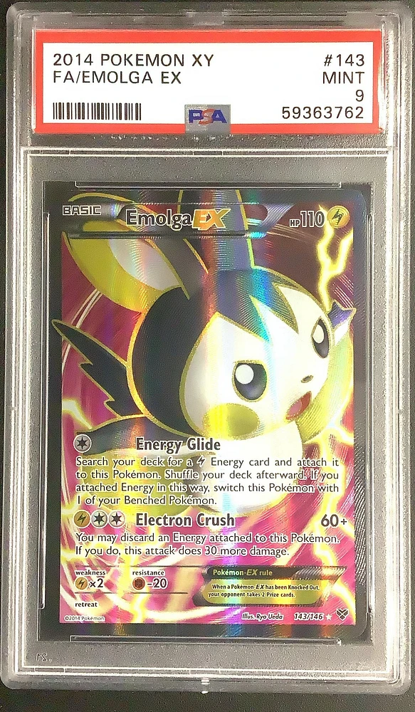2014 Pokemon Xy 143 Full Art/emolga Ex PSA 9