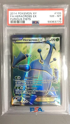 2014 Pokemon Xy Furious Fists 105 Full Art/heracross Ex PSA 8