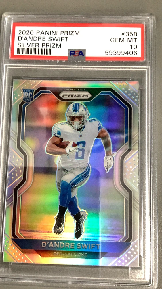 2020 Panini Prizm 358 D'andre Swift Silver Prizm PSA 10