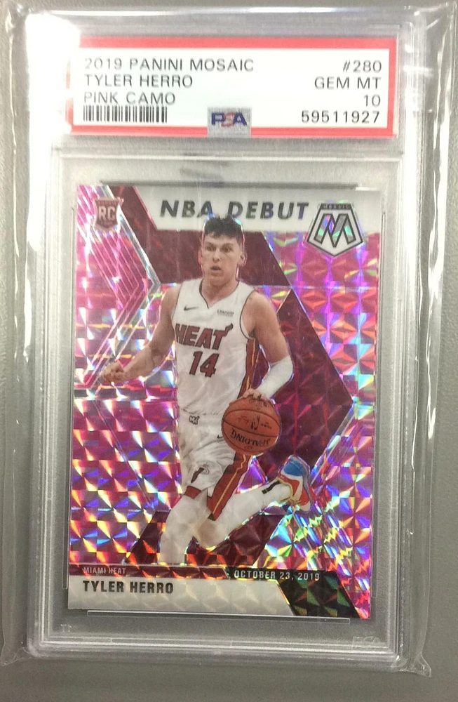 2019 Panini Mosaic 280 Tyler Herro Pink Camo PSA 10