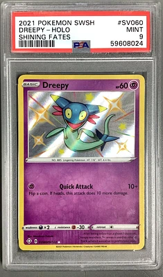 2021 Pokemon Sword & Shield Shining Fates Sv060 Dreepy-holo PSA 9