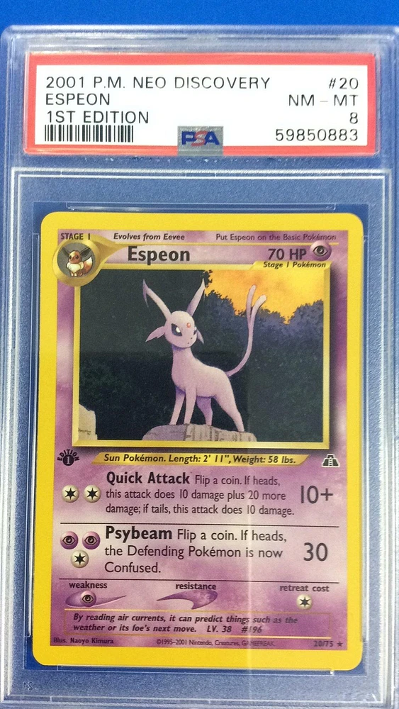2001 Pokemon Neo Discovery 20 Espeon 1st Edition PSA 8