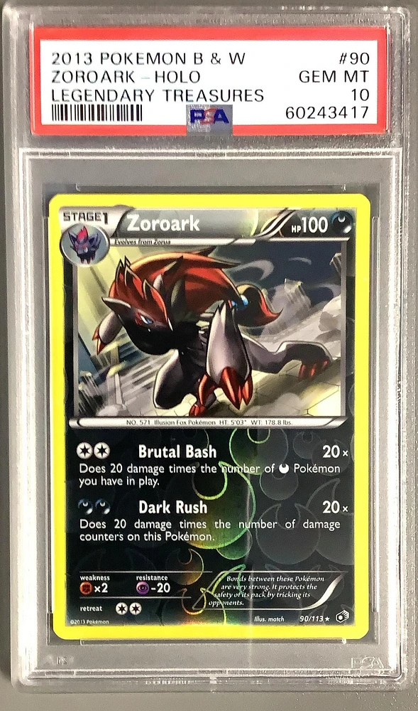 2013 Pokemon Black & White Legendary Treasures 90 Zoroark-holo PSA 10
