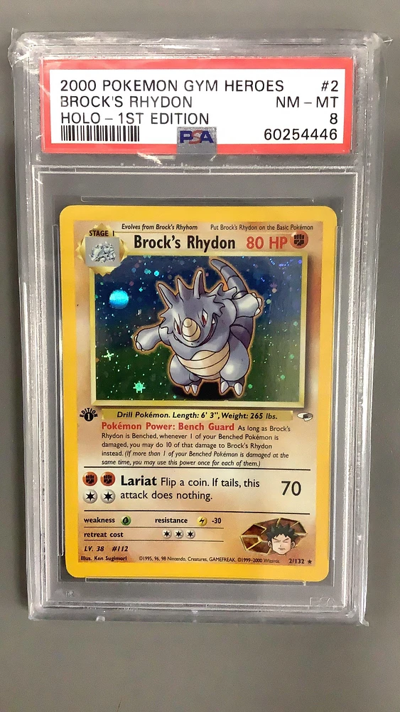 2000 Pokemon Gym Heroes 2 Brock's Rhydon Holo-1st Edition PSA