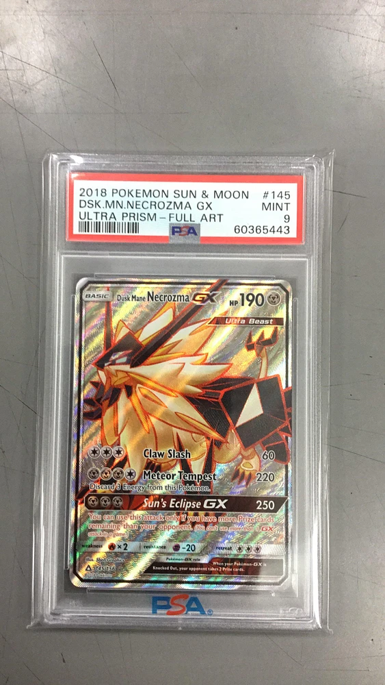 2018 Pokemon Sun & Moon Ultra Prism 145 Full Art/dusk Mane Necrozma Gx PSA 9