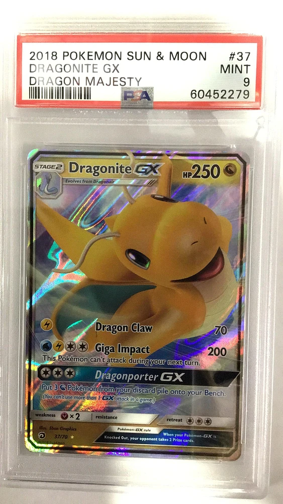 2018 Pokemon Sun & Moon Dragon Majesty 37 Dragonite Gx PSA 9