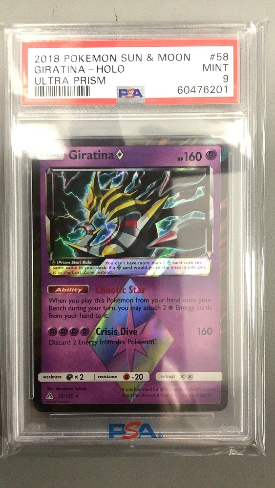 2018 Pokemon Sun & Moon Ultra Prism 58 Giratina-holo PSA 9