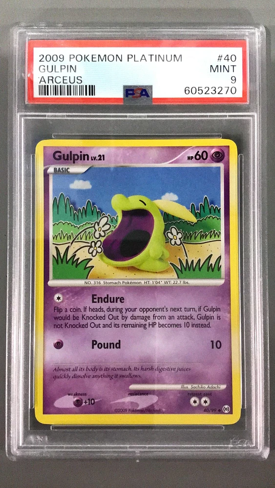 2009 Pokemon Platinum Arceus 40 Gulpin PSA 9