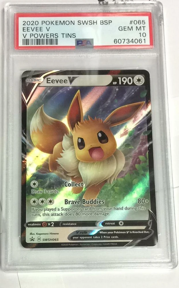 2020 Pokemon Swsh Black Star Promo 065 Eevee V V Powers Tins PSA