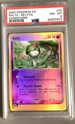 2003 Pokemon Ex Sandstorm 74 Ralts-reverse Foil PSA 8