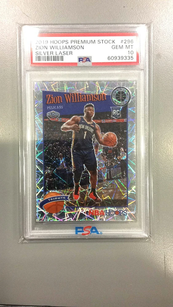2019 Panini Hoops Premium Stock 296 Zion Williamson Silver Laser PSA 10