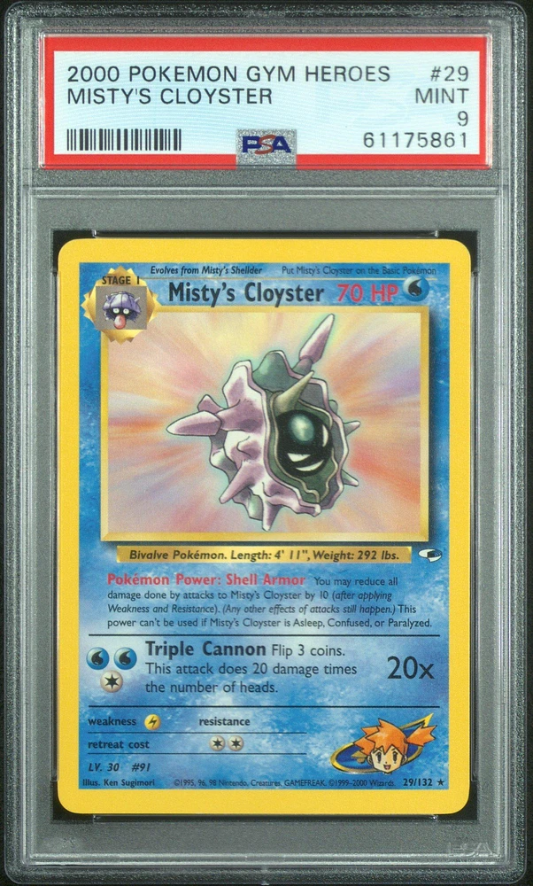 2000 Pokemon Gym Heroes 29 Misty's Cloyster PSA 9