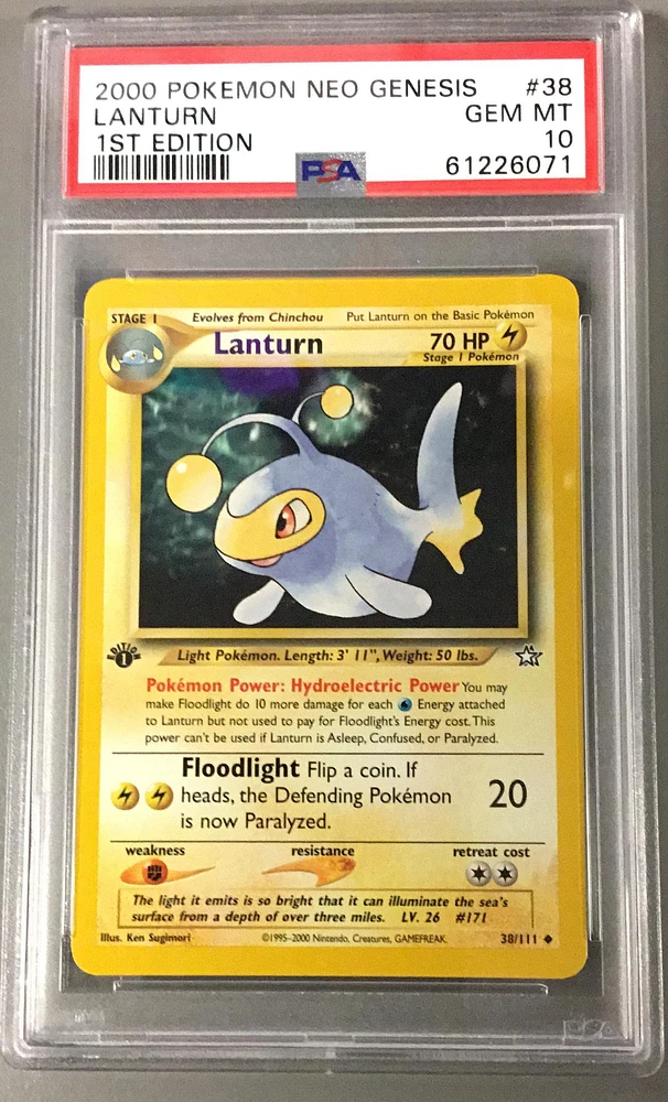 2000 Pokemon Neo Genesis 1st Edition 38 Lanturn PSA 10