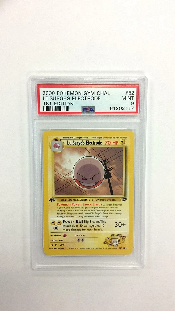 2000 Pokemon Gym Challenge 52 Lt. Surge's Electrode 1st Edition PSA