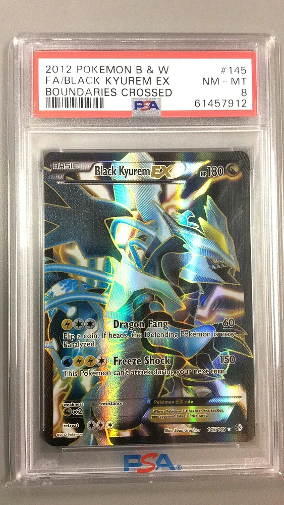 2012 Pokemon Black & White Boundaries Crossed 145 Full Art/black Kyurem Ex PSA 8