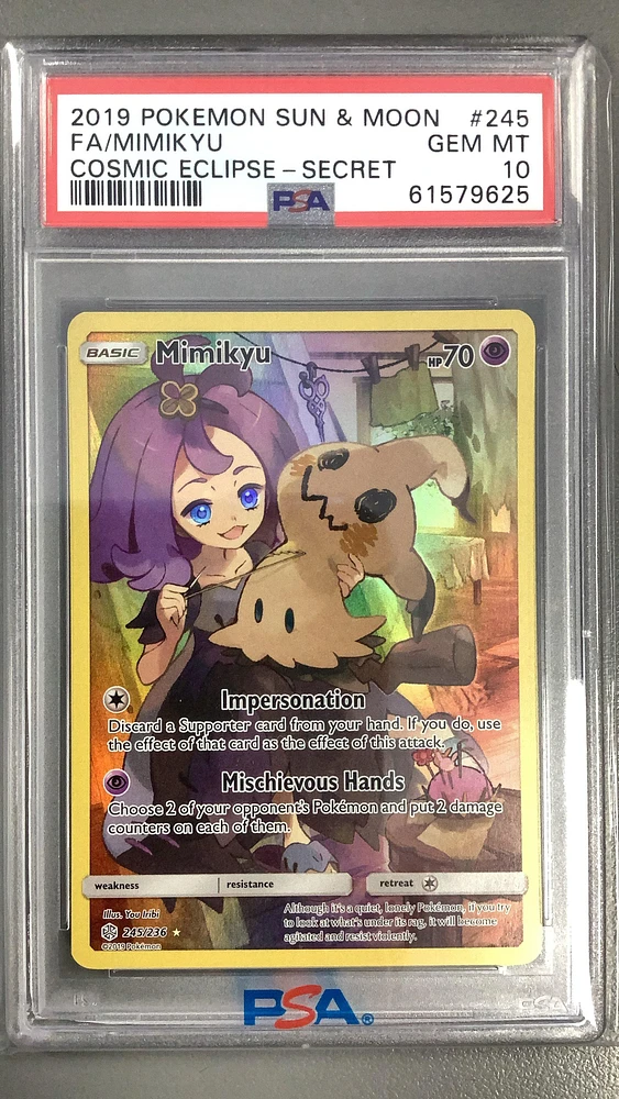 2019 Pokemon Sun & Moon Cosmic Eclipse 245 Fa/mimikyu PSA 10