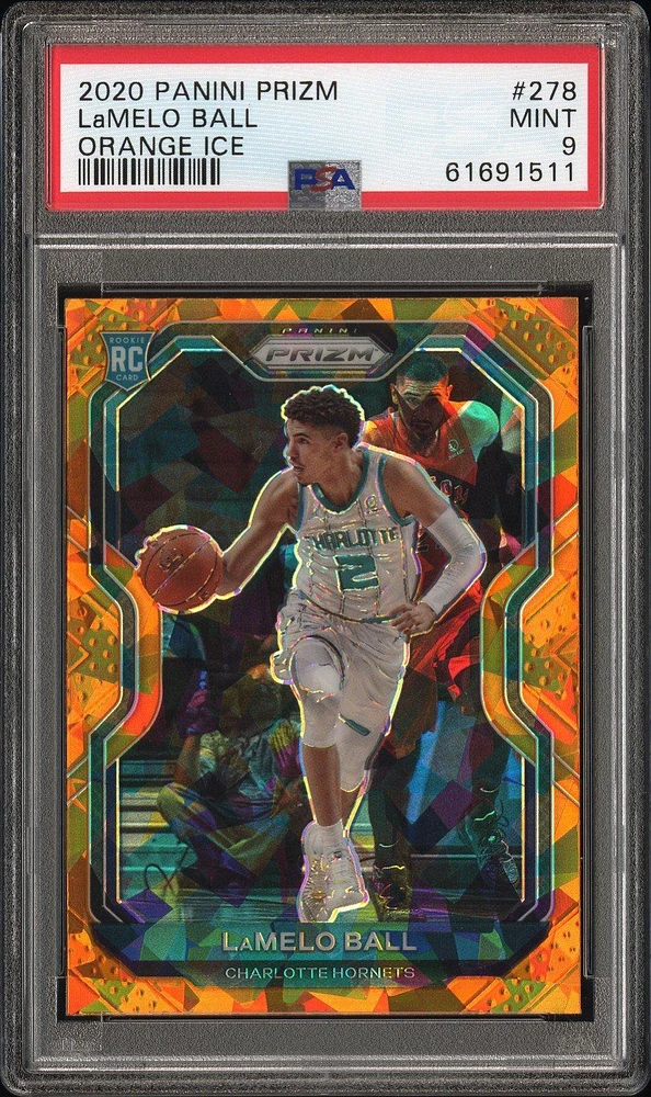 2020 Panini Prizm 278 Lamelo Ball Orange Ice PSA 9