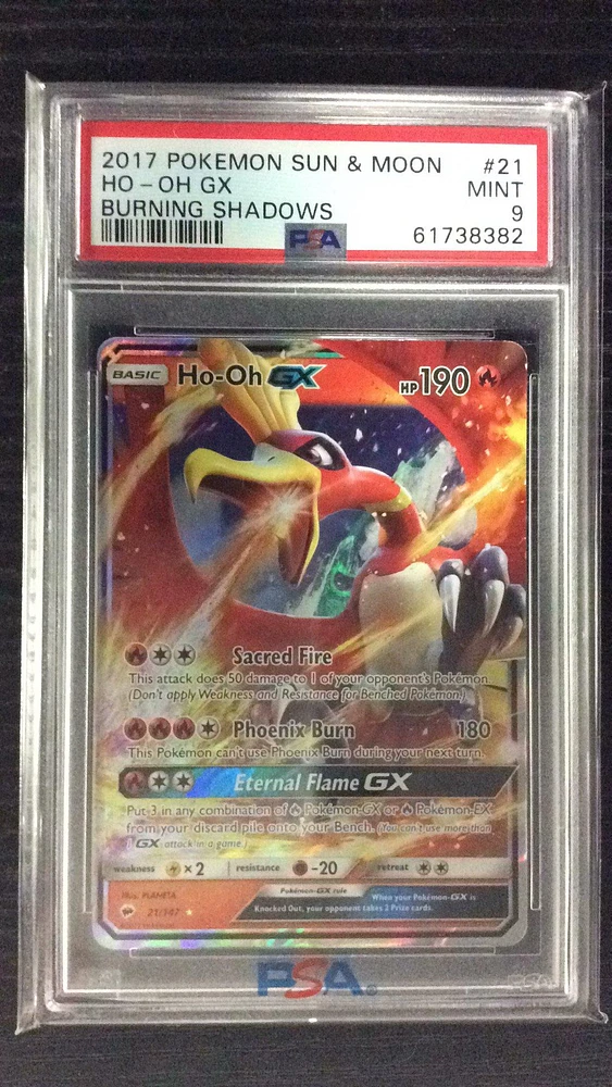 2017 Pokemon Sun & Moon Burning Shadows 21 Ho-oh Gx PSA 9