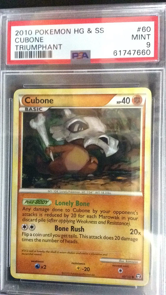 2010 Pokemon Heartgold & Soulsilver Triumphant 60 Cubone PSA 9