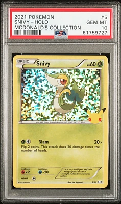 2021 Pokemon Mcdonald's Collection 5 Snivy-holo PSA 10