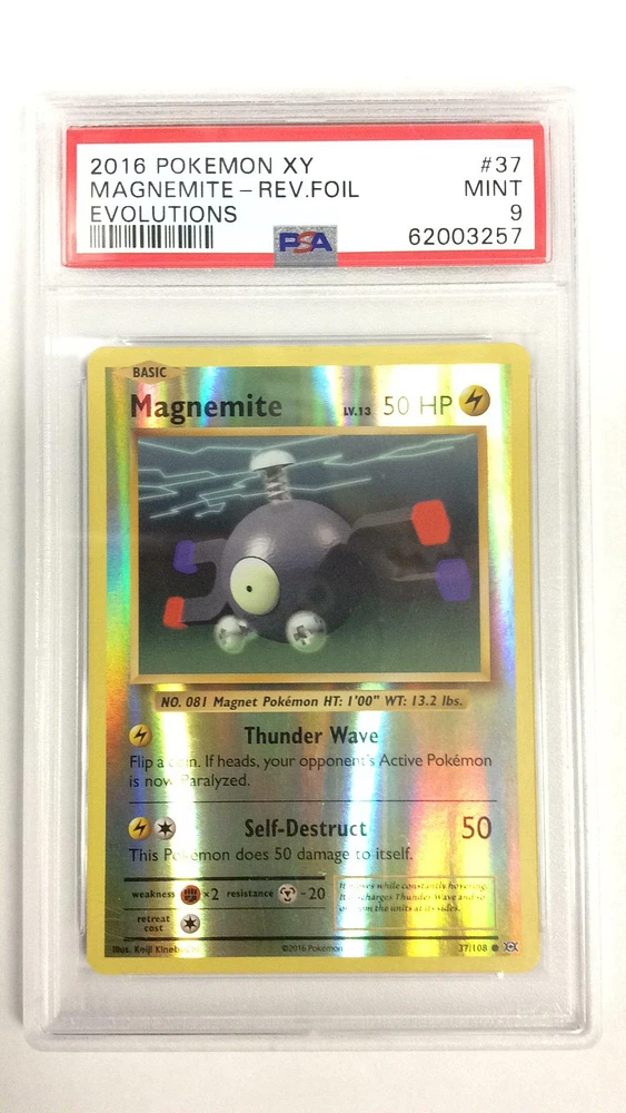 2016 Pokemon Xy Evolutions 37 Magnemite-reverse Foil PSA 9