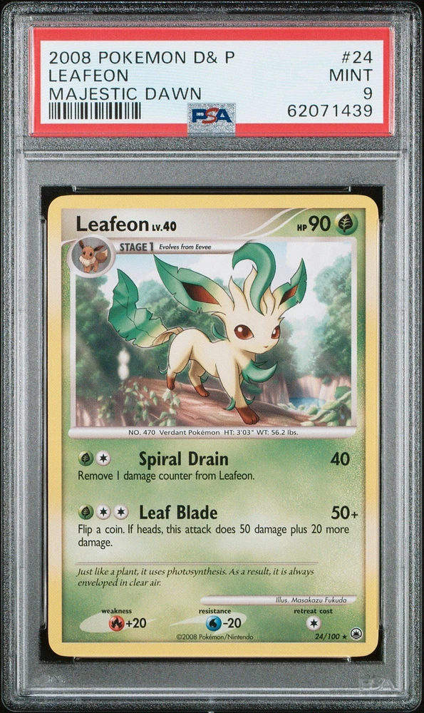 2008 Pokemon Diamond & Pearl Majestic Dawn 24 Leafeon PSA 9