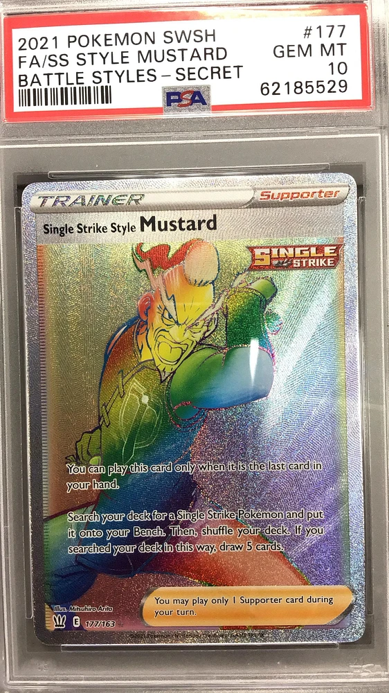 2021 Pokemon Sword & Shield Battle Styles 177 Full Art/single Strike Style Mustard Secret PSA 10