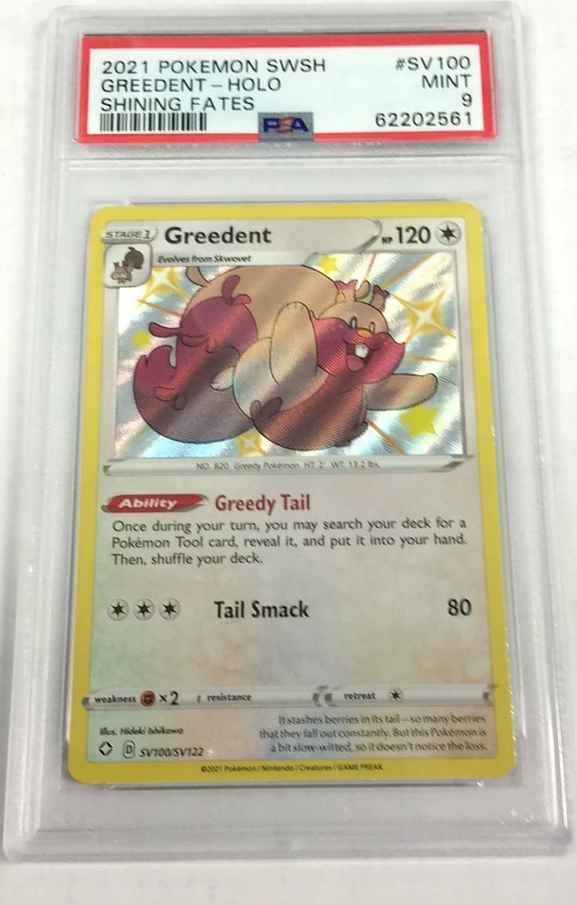 2021 Pokemon Sword & Shield Shining Fates Sv100 Greedent-holo PSA 9