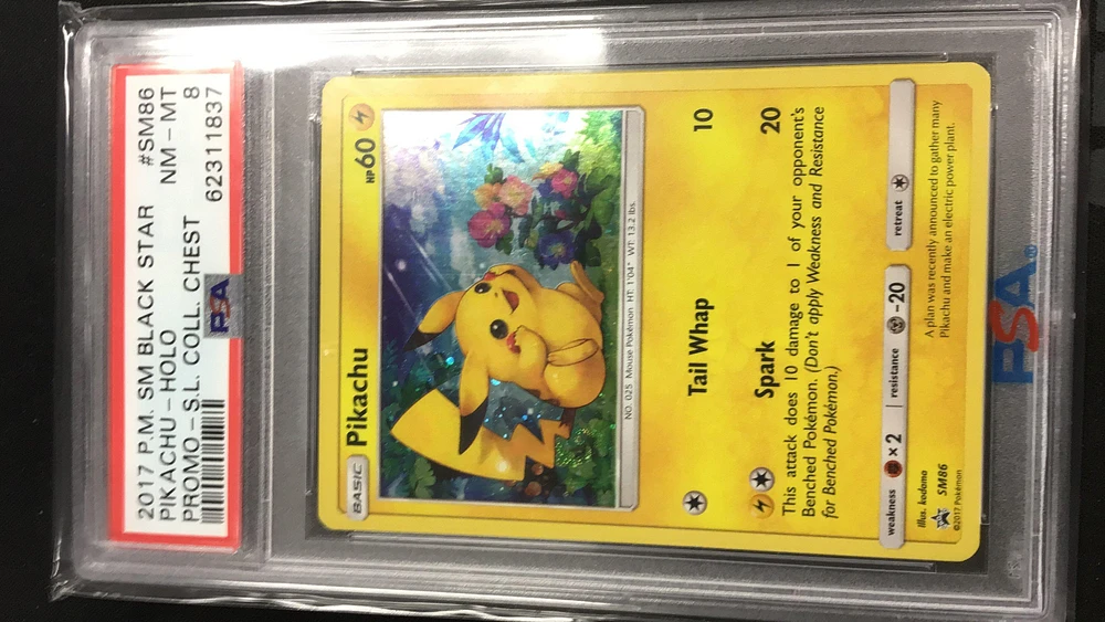 2017 Pokemon Sm Black Star Promo Sm86 Pikachu-holo Shining Legends Collector Chest PSA 8