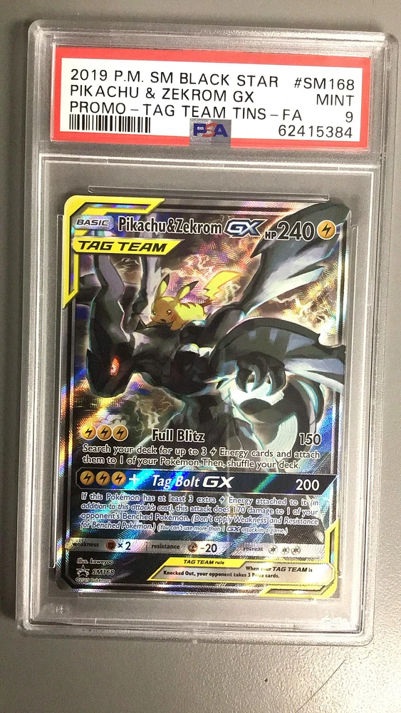 2019 Pokemon Sm Black Star Promo Sm168 Pikachu & Zekrom Gx PSA