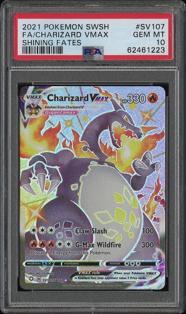 2021 Pokemon Sword & Shield Shining Fates Sv107 Fa/charizard Vmax PSA