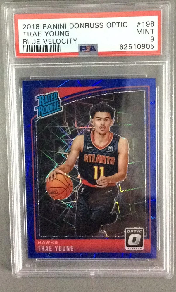 2018 Panini Donruss Optic 198 Trae Young Blue Velocity PSA 9