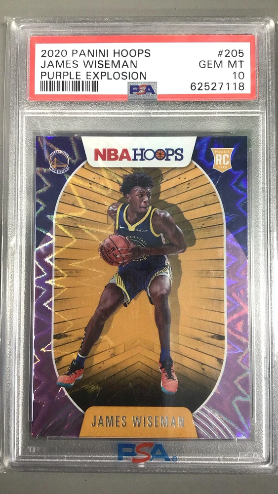 2020 Panini Hoops 205 James Wiseman Purple Explosion PSA 10