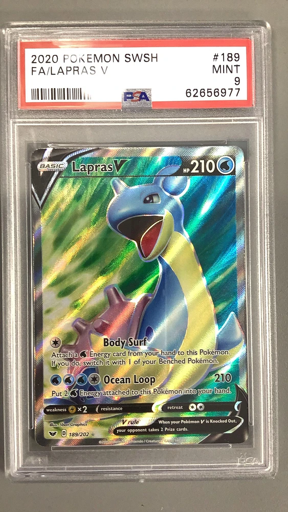 2020 Pokemon Sword & Shield 189 Fa/lapras V PSA 9