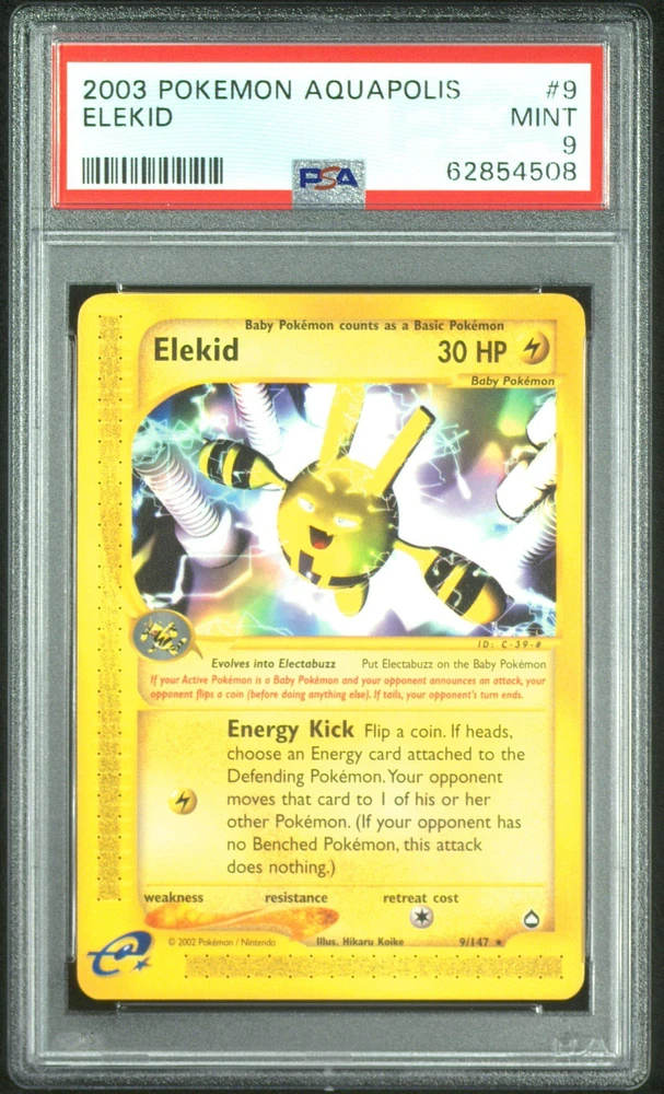 2003 Pokemon Aquapolis 9 Elekid PSA 9