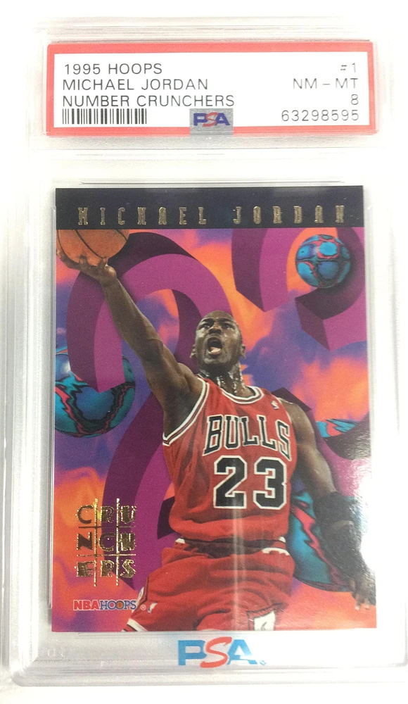 1995 Hoops Number Crunchers 1 Michael Jordan PSA 8